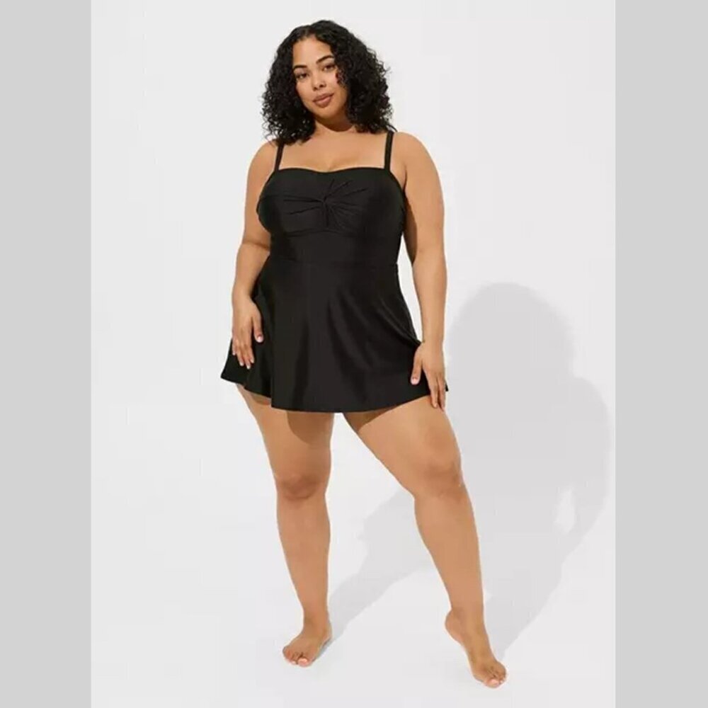 Torrid - Strapless Bandeau Swim Dress in Deep Black​​​​​​